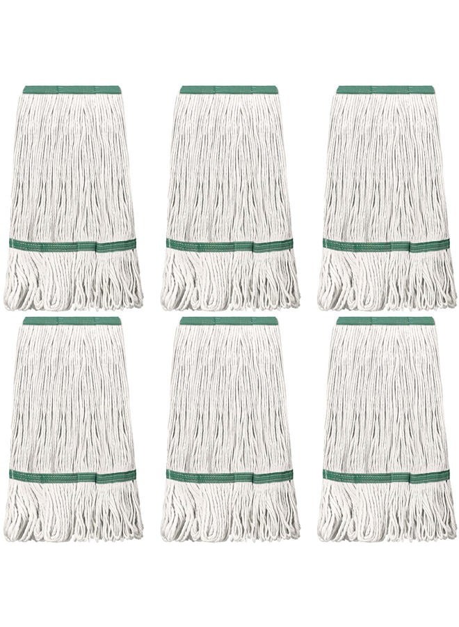Eccliy 6 Pack Heavy Loop End Cotton String Mop Head Heavy Duty Mop Head Commercial Refills Mop Head Replacement for Home Industrial Commercial Cleaning (White, Green) - Image 1