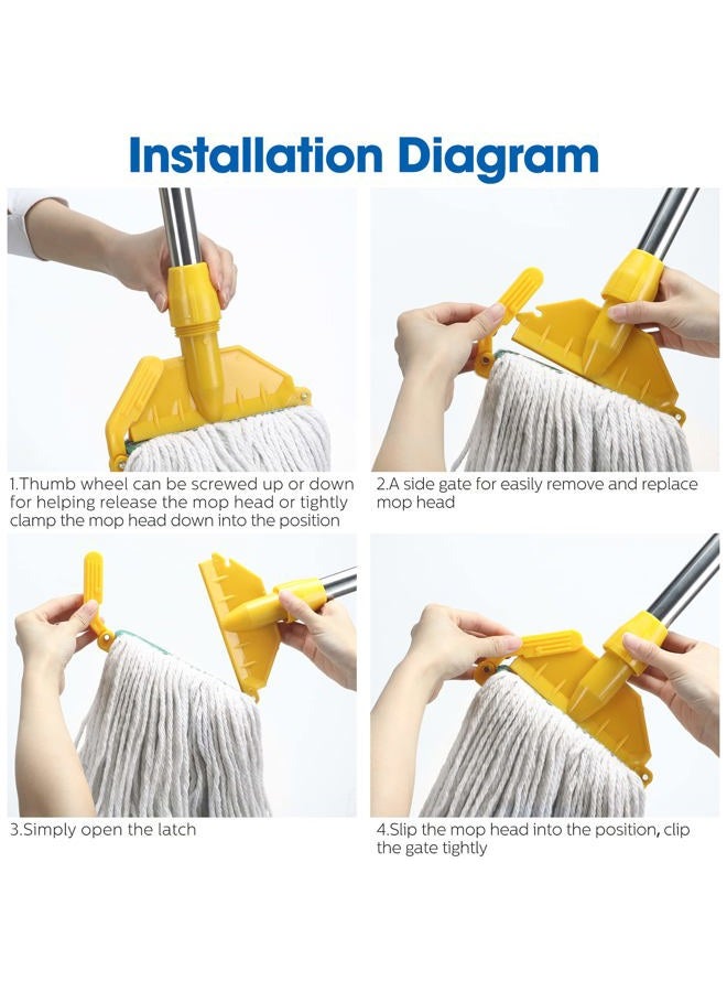 Eccliy 6 Pack Heavy Loop End Cotton String Mop Head Heavy Duty Mop Head Commercial Refills Mop Head Replacement for Home Industrial Commercial Cleaning (White, Green) - Image 5