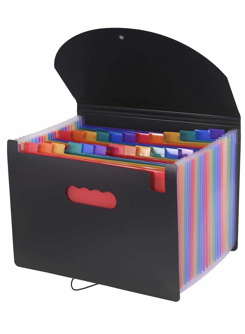 مجلد ملفات قابل للتوسيع، 24 جيبًا، منظم مستندات A4 متعدد الألوان مع حامل محفظة قابل للتوسيع، يعمل على الحجم وحجم الحروف، سعة كبيرة، متعدد الألوان - Image 1