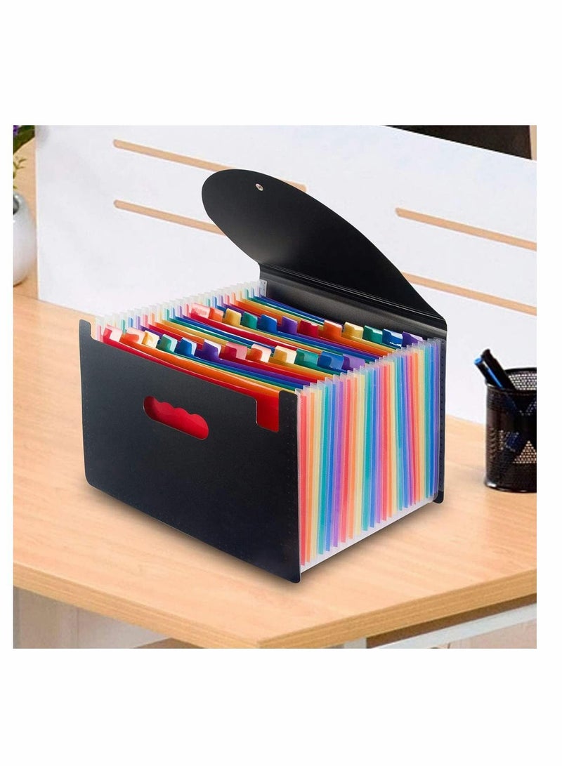 مجلد ملفات قابل للتوسيع، 24 جيبًا، منظم مستندات A4 متعدد الألوان مع حامل محفظة قابل للتوسيع، يعمل على الحجم وحجم الحروف، سعة كبيرة، متعدد الألوان - Image 2