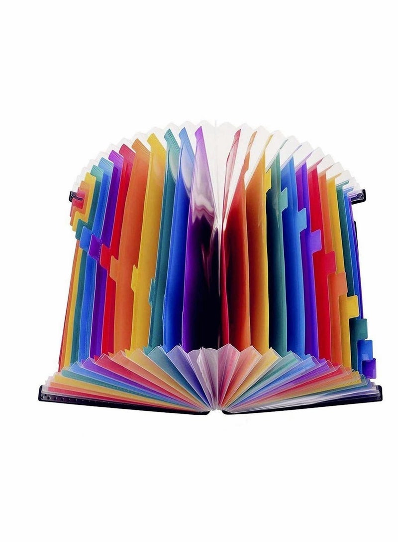 مجلد ملفات قابل للتوسيع، 24 جيبًا، منظم مستندات A4 متعدد الألوان مع حامل محفظة قابل للتوسيع، يعمل على الحجم وحجم الحروف، سعة كبيرة، متعدد الألوان - Image 3