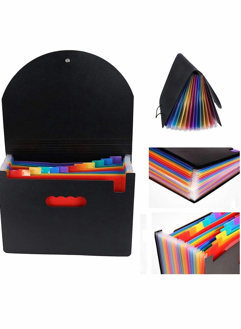 مجلد ملفات قابل للتوسيع، 24 جيبًا، منظم مستندات A4 متعدد الألوان مع حامل محفظة قابل للتوسيع، يعمل على الحجم وحجم الحروف، سعة كبيرة، متعدد الألوان - Image 5