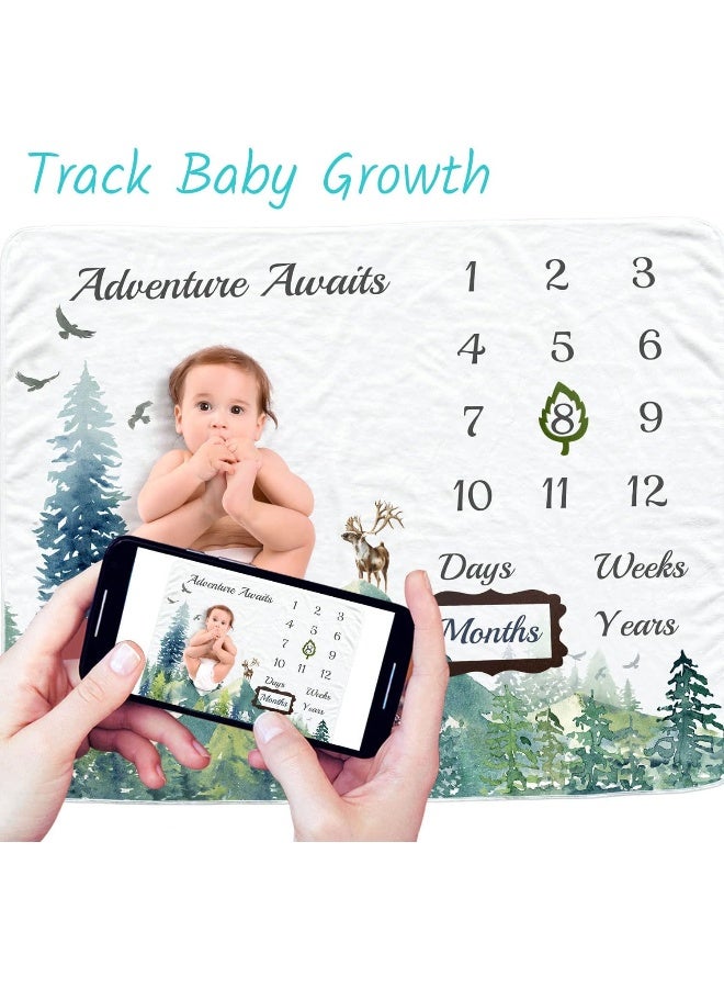 Vlokup Baby Monthly Milestone Blanket for Boys & Girls, Baby Month Blanket, Soft Flannel Photography Background Prop Blankets, Mountain - Image 4