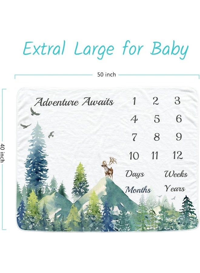 Vlokup Baby Monthly Milestone Blanket for Boys & Girls, Baby Month Blanket, Soft Flannel Photography Background Prop Blankets, Mountain - Image 3