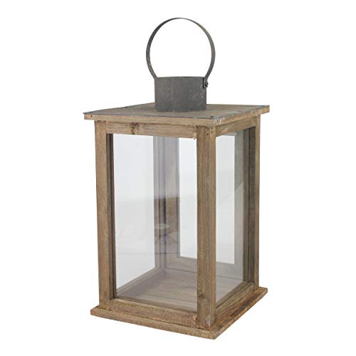 Stonebriar SB-5174B Rustic 12.5" Wooden Candle Lantern, Large, Brown - Image 5