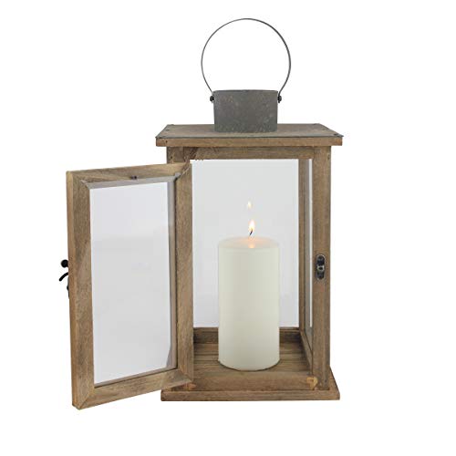Stonebriar SB-5174B Rustic 12.5" Wooden Candle Lantern, Large, Brown - Image 4