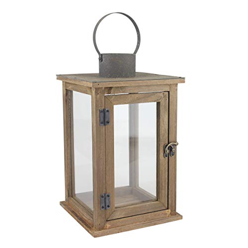 Stonebriar SB-5174B Rustic 12.5" Wooden Candle Lantern, Large, Brown - Image 3