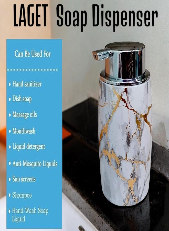 LAGET® Long-Lasting Shampoo Ceramic Dispenser for Bathroom | Liquid Hand Wash, Sanitizer, Lotion,Dispenser Pump for Kitchen | Soap Dispenser | Bathroom Accessories | 250 Ml (White) Pack of 1 - Image 4