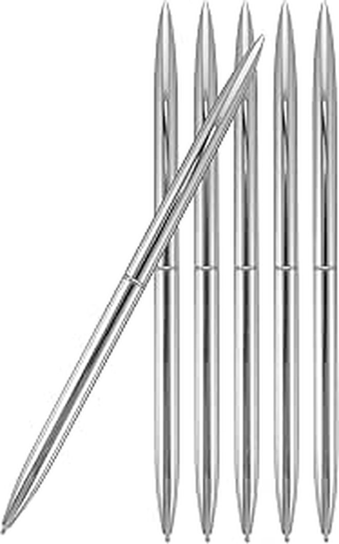 Valiclud 6 Silver Metal Ballpoint Pens Set Fine Writing Office Pens - Image 1