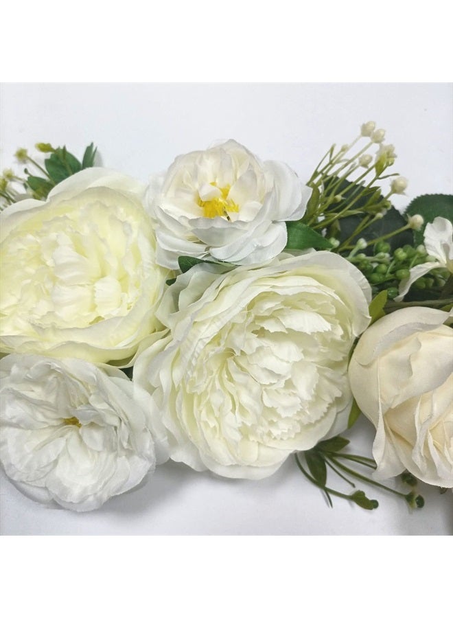 OrgMemory Wedding Arch Flowers, Artificial Floral Swags, 27" Decorative Swag, Welcome Sign Flowers, Artificial Flower Swag for Door Wedding Party Wall Home Decor (Ivory) - Image 2