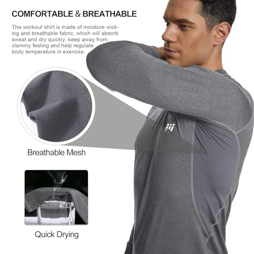 MEETWEE Men's Long Sleeves, Grey, L - Image 5