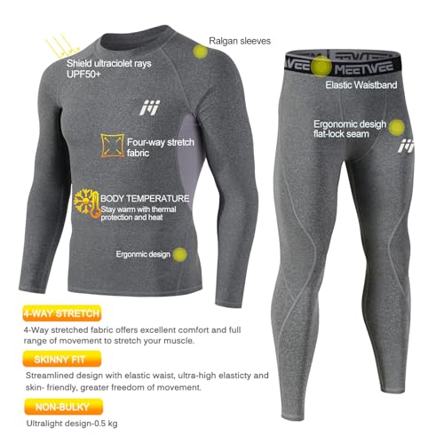 MEETWEE Men's Long Sleeves, Grey, L - Image 2