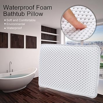 Brrnoo وسادة استحمام من PVC لدعم الرقبة والظهر مع حشوة فوم داخلية وسادة رأس حوض الاستحمام وسادة استحمام لدعم الرقبة والظهر مع أكواب شفط غير قابلة للانزلاق وسادة استحمام سبا - Image 4