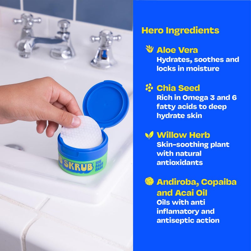 JB SKRUB The Face Pads - Kids, Tween Boys & Teens Acne Cleansing Pads for Cool Confidence - Say Goodbye to Greasy Skin and Hello to Freshness - 40 Cleansing Wipes, Single Pack - Image 3