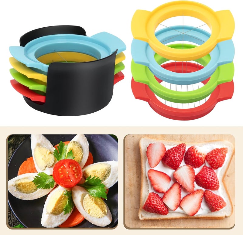 Hobychild Egg Slicer, 4-in-1 Stainless Wire Egg Slicer for ard Boiled Eggs, Soft Fruit & More – Effortless Egg Cutter for Salads, Sandwiches, Charcuterie Boards – (Perfect for Strawberries, Bananas, Grapes) - Image 2