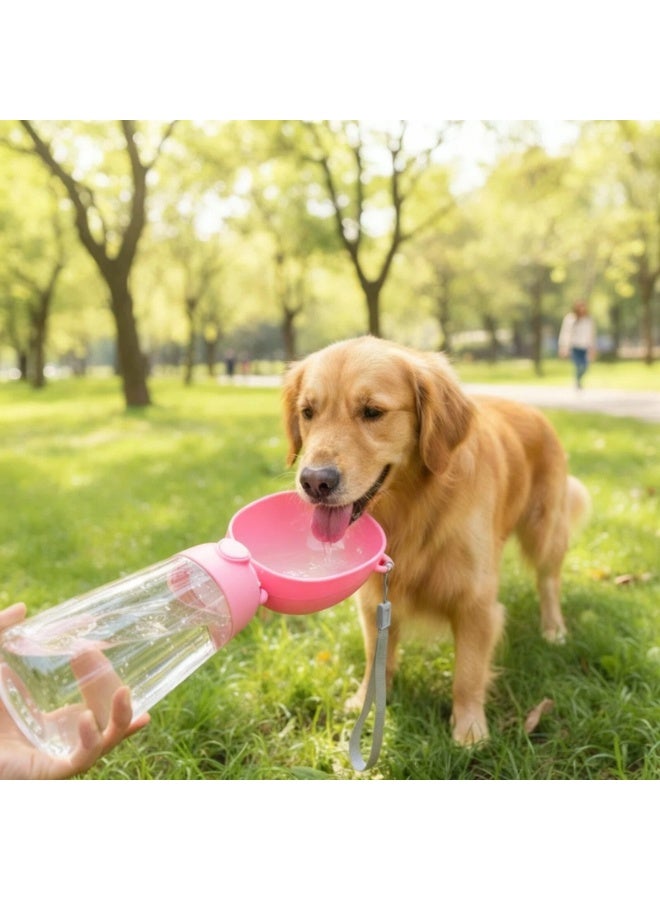 EPET Portable Dog Water Bottle, One-Key Leak-Proof Pet Travel Water Dispenser 28cm x 8.5cm / 550ml (Pink) - Image 5