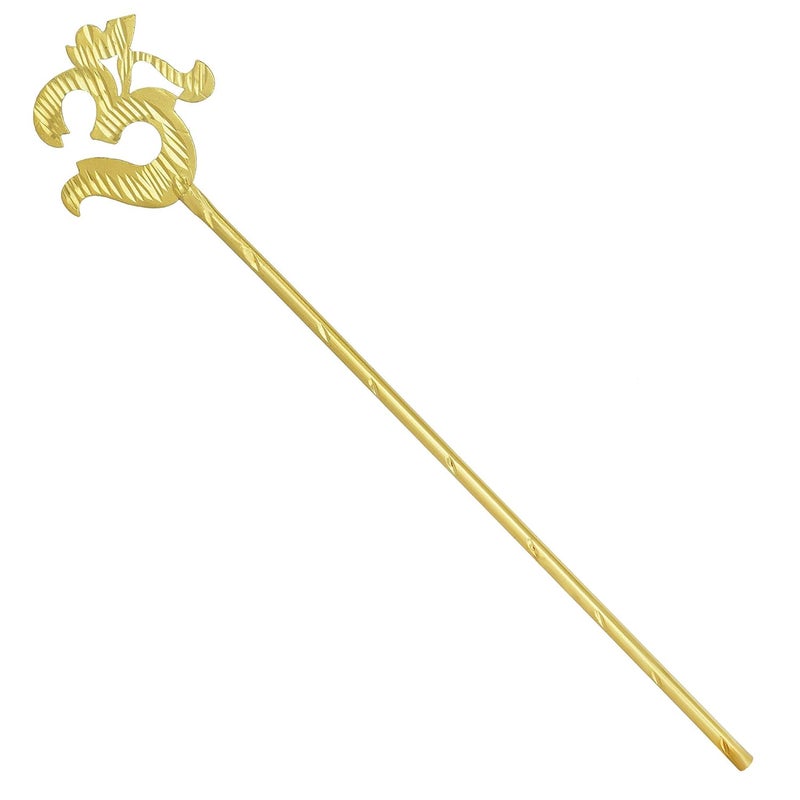 Memoir Brass Gold Plated Hindu Pooja Article Marriage Festival Item Accessory Om Toran Stick - Image 1
