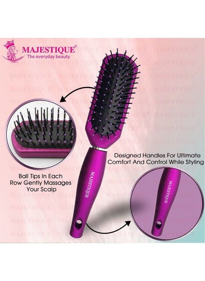 MAJESTIQUE - Styling Brush For Curly Hair 7 Row By Majestique Premium Purple Series Hair Brush For Separating Shaping & Defining Curls Blowdrying Hair Brush For Women Men Styling & Detangling Brush Purple/Hr106 - Image 1