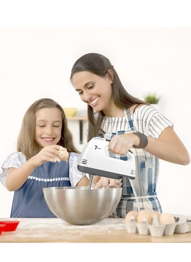 Speed - Hand Mixer 2 beaters and 2 dough hooks Professional Electric Handheld Cake Mixer for Baking 7 Speed Function Beater Whisk Kneaders for Kitchen Baking Cooking - Image 1