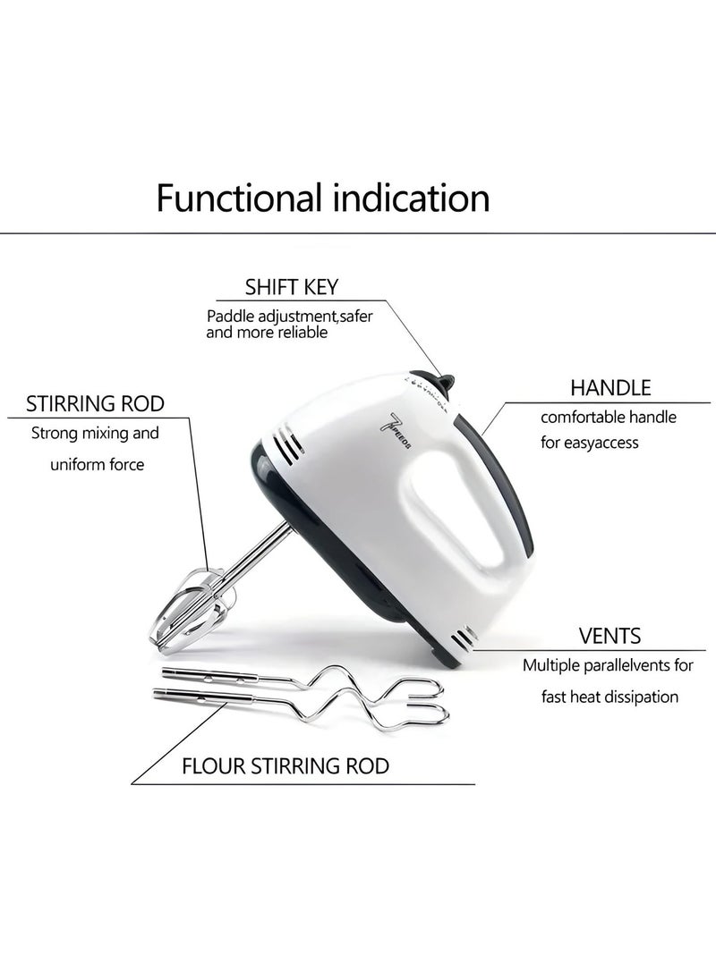 Speed - Hand Mixer 2 beaters and 2 dough hooks Professional Electric Handheld Cake Mixer for Baking 7 Speed Function Beater Whisk Kneaders for Kitchen Baking Cooking - Image 1