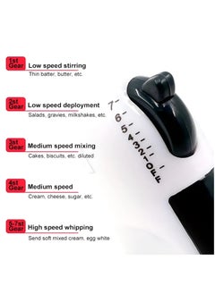 Speed Hand Mixer 2 beaters and 2 dough hooks Professional Electric Handheld Cake Mixer for Baking 7 Speed Function Beater Whisk Kneaders for Kitchen Baking Cooking  - Image 5