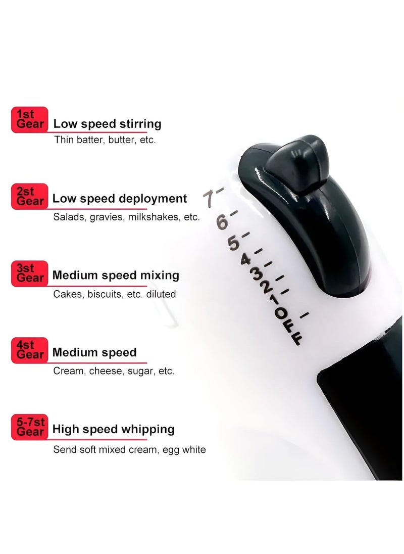 Speed Hand Mixer 2 beaters and 2 dough hooks Professional Electric Handheld Cake Mixer for Baking 7 Speed Function Beater Whisk Kneaders for Kitchen Baking Cooking  - Image 5