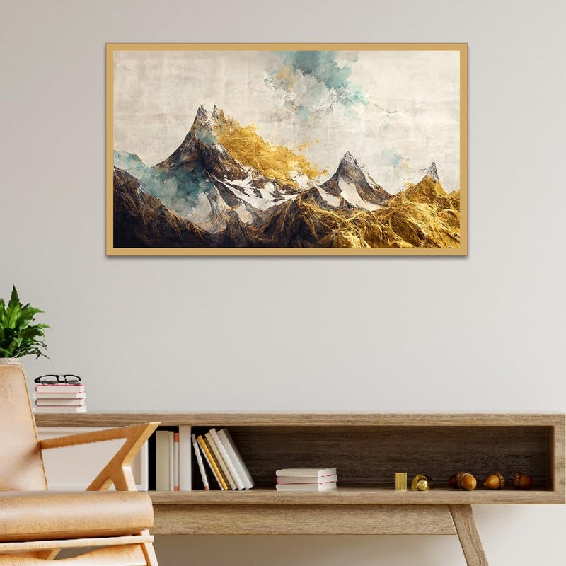 DEKORSTATION The Golden Mountain Beautiful Printed wall Decor Floating Frame Canvas Wall Painting for Home and Office Decor (24 Inch L x 12 Inch H) - Image 5