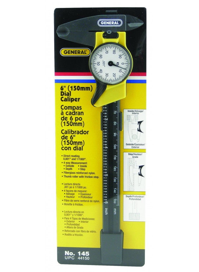 General Tools General Tools 145 6-Inch Plastic Dial Caliper, Thousandths Reading 