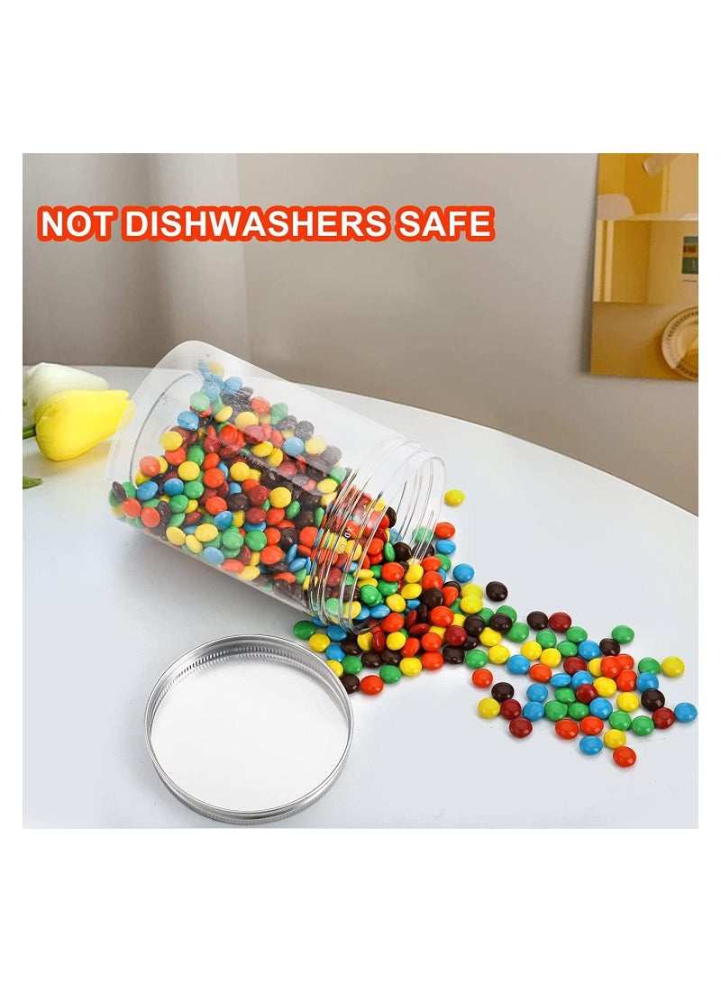 16 Pack Clear Plastic Jars Bottles Containers with Silver Ribbed Lids 400ml Straight Cylinders Storage Container for Food and Home Storage  - Image 5
