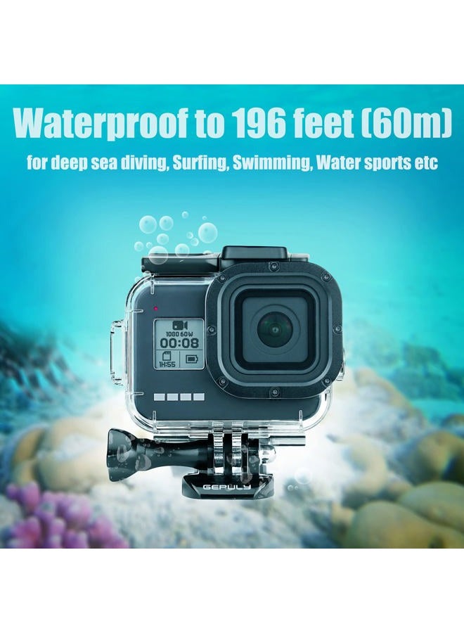 GEPULY 60M(196ft) Waterproof Housing Case for GoPro Hero 8 Black,Protective Underwater Diving Housing Shell with 2 Cold Shoe Adapters Bracket Accessories for GoPro Hero 8 Black Action Camera - Image 5