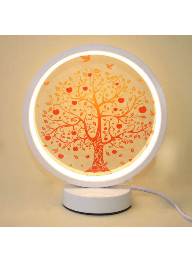 Nordic Creative Ring Led Lamp Stepless Dimming Night Light Energy-saving Eye Protection Dormitory Fill Light Diy Handmade-Specification:20cm-white Circle-For Apple Tree-[usb Interface] Three-color Stepless Dimming [mild Model]  - Image 1