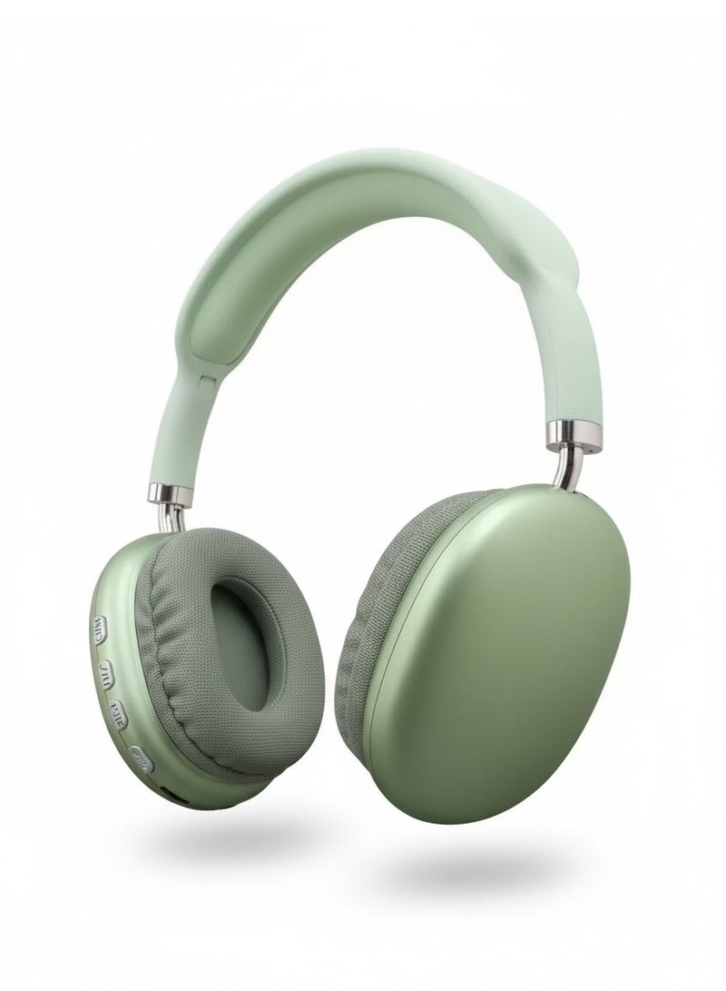 سماعة راس بلوتوث لاسلكية P9 بصوت ستيريو نقي تدعم بطاقة الذاكرة, اخضر - Image 1