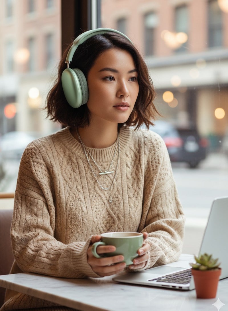 سماعة راس بلوتوث لاسلكية P9 بصوت ستيريو نقي تدعم بطاقة الذاكرة, اخضر - Image 4