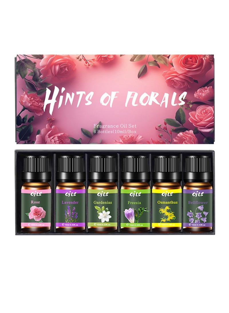 6x10ml Floral Essential Oil Set, Floral Fragrance Gift Set, Suitable For Diffuser, Humidifier, Diy Candle, Air Purifier（Blue Bell + Osmanthus + Freesia + Gardenia + Lavender + Rose） - Image 1