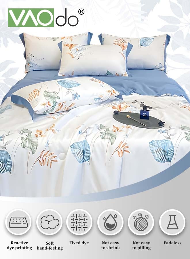 VAOdo 4PCS Silk Bedding Set Comforter Set King Size Duvet Cover Set Luxurious Skin-friendly Anti-wrinkle Non-pilling 1.8M Bed 200 * 230CM - Image 2