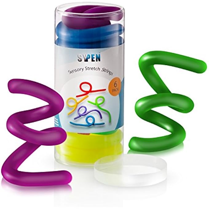 SyPen Stretchy String Fidget Sensory Toys Stretches From 10 Inches To 8 Feet Anxiety And Stress Relief For Kids With Special Needs Autism And Adhd 6 Pack - Image 1