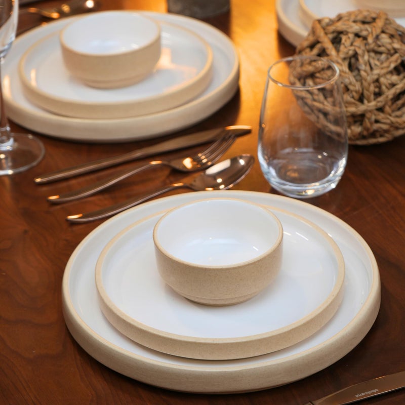 BLACKCARROT Ceramic Bowl Set of 6 | Microwave & Dishwasher Safe | Pattern : Beige & White | Ideal for Snacks, Soup, Rice, Dal, Curries, Sabji - Image 5