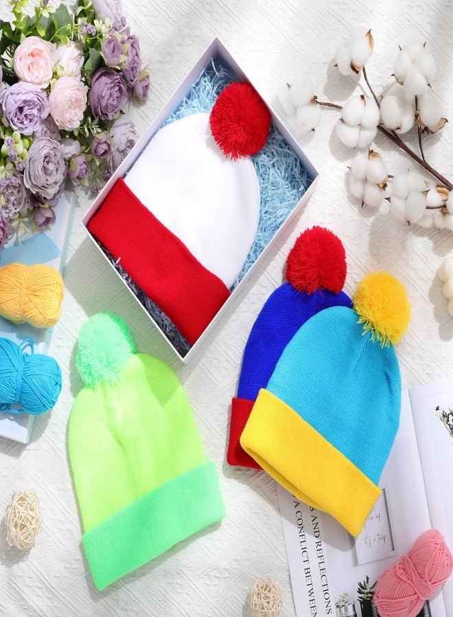 Shinymoon Winter Knit Pom Beanie Hat Halloween Character Cosplay Warm Headwear Pompom Women Men's Novelty Beanie Caps(Yellow, Lake Blue) - Image 5