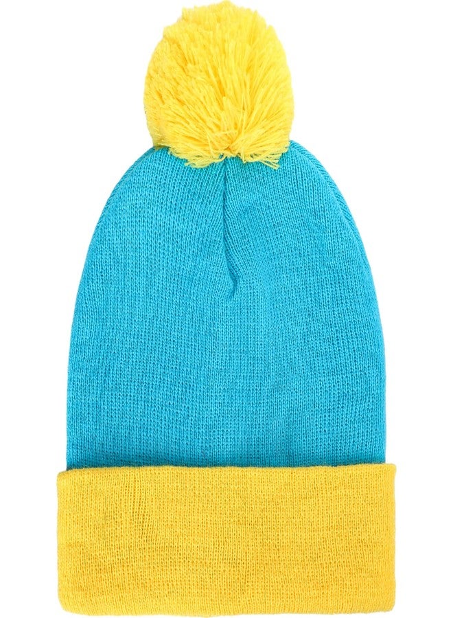 Shinymoon Winter Knit Pom Beanie Hat Halloween Character Cosplay Warm Headwear Pompom Women Men's Novelty Beanie Caps(Yellow, Lake Blue) - Image 1
