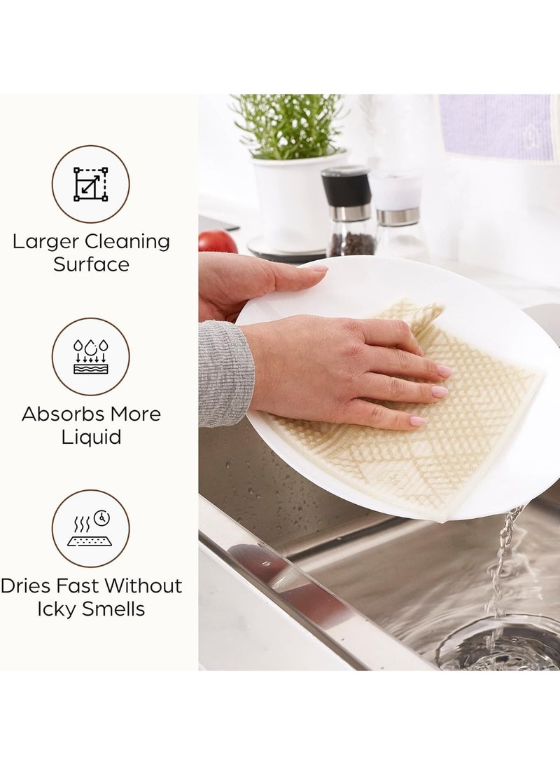 BELLE TERRE Swedish Dish Cloths, Each Reusable Cellulose Dishcloth Replaces 15 Rolls of Paper Towels and is More Absorbent than a Sponge For Washing Dishes, Kitchen, Set of Six - Image 1