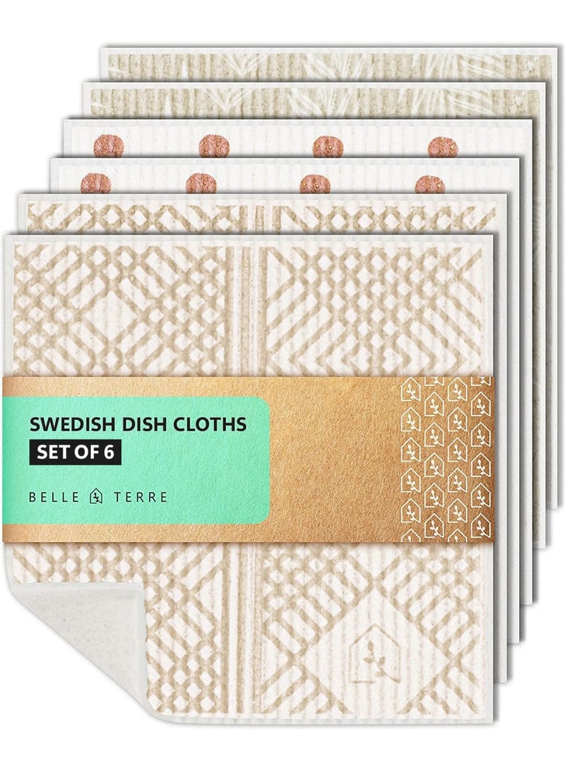 BELLE TERRE Swedish Dish Cloths, Each Reusable Cellulose Dishcloth Replaces 15 Rolls of Paper Towels and is More Absorbent than a Sponge For Washing Dishes, Kitchen, Set of Six - Image 4