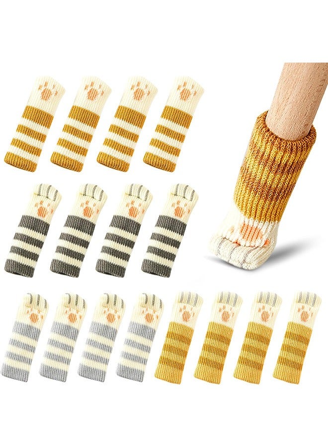 16Pcs Fabric Chair Socks Cat Paw Chair Leg Caps Protectors for Hardwood Floors Chair Leg Floor Protectors for Furniture Legs 4 Sets Chair Leg Covers to Protect Floors  - Image 1