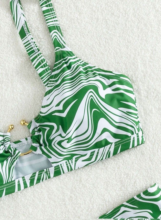 1 Pack Bikini Sets Halter Beachwear Ladies Bikini Swimsuit Hollow Out Beach Skirt Push Up Textured Ring Linked for Swimwear  - Image 3