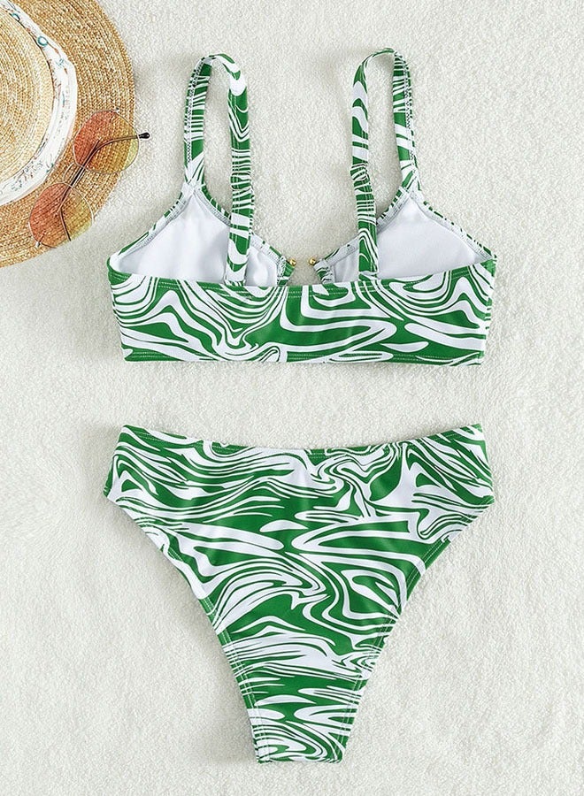 1 Pack Bikini Sets Halter Beachwear Ladies Bikini Swimsuit Hollow Out Beach Skirt Push Up Textured Ring Linked for Swimwear  - Image 5