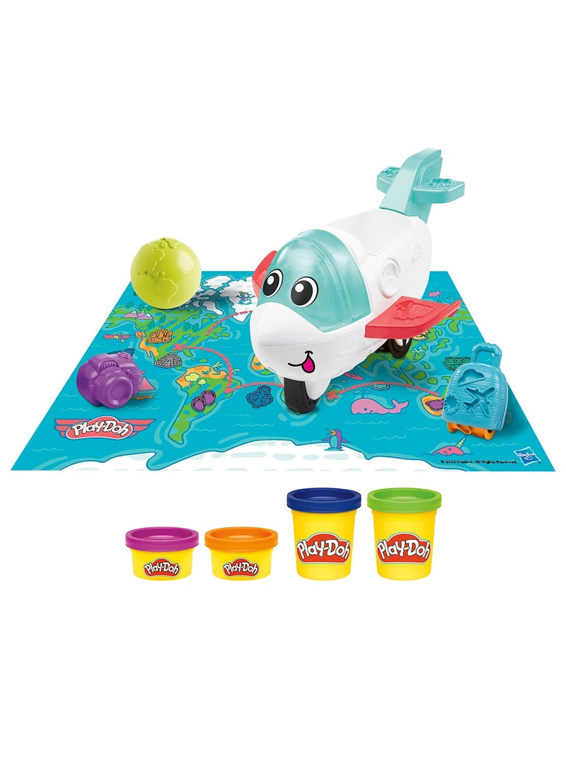 Play-Doh Airplane Explorer Starter Set, Preschool Toys for 3 Year Old Girls & Boys & Up with Jet, World Map Playmat, 3 Accessories, & 4 Modeling Compound Colors - Image 2