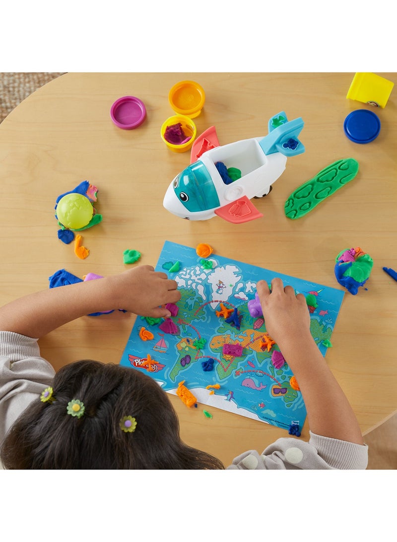 Play-Doh Airplane Explorer Starter Set, Preschool Toys for 3 Year Old Girls & Boys & Up with Jet, World Map Playmat, 3 Accessories, & 4 Modeling Compound Colors - Image 4