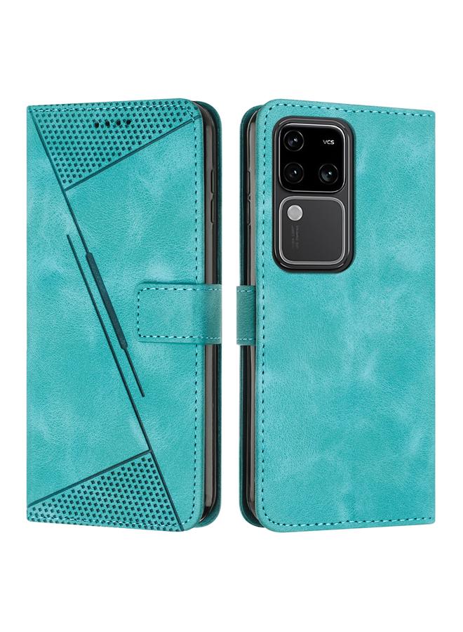 Green Tiger For vivo S18 / S18 Pro Dream Triangle Leather Phone Case with Lanyard(Green)