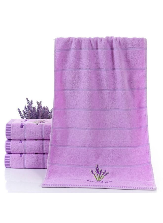NIBEMINENT Pure Cotton Thicken Stripe Face Towel Purple 10 X 5cm - Image 1