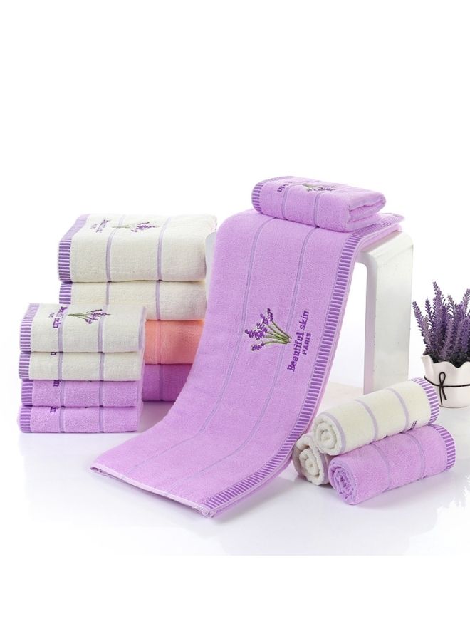 NIBEMINENT Pure Cotton Thicken Stripe Face Towel Purple 10 X 5cm - Image 2