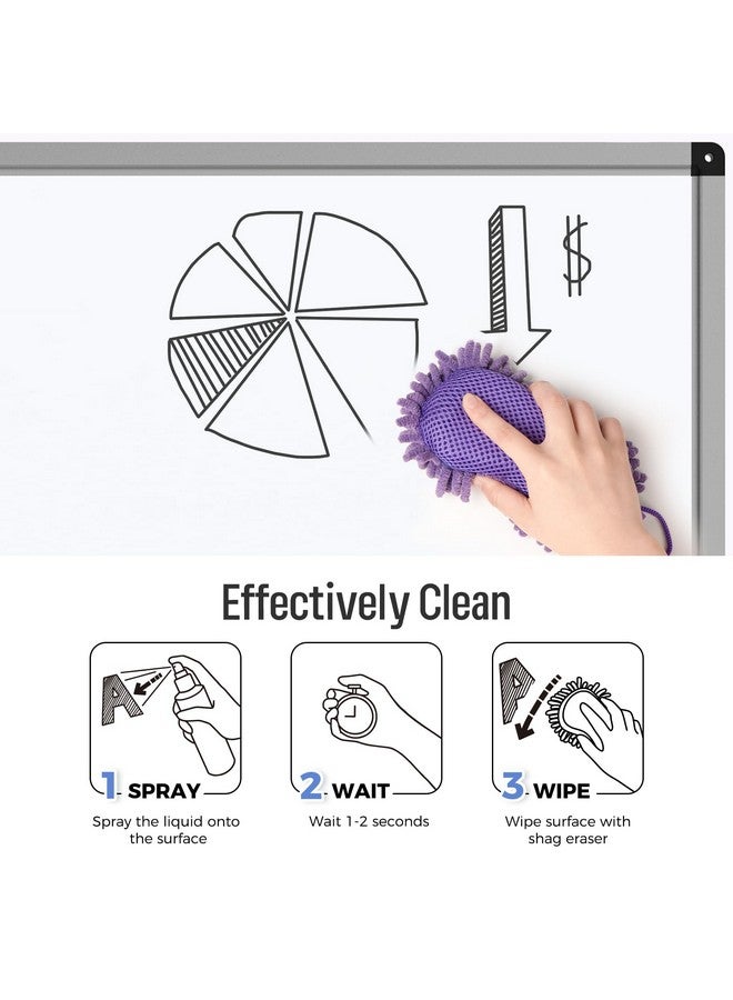 LOUKIN Shag Dry Erase Eraser (3.4 fl oz Whiteboard Cleaner Included), Microfiber Whiteboard Eraser, Washable Glass Board Eraser, for Classroom, Home and Office Use 1 Pack(Purple) - Image 2